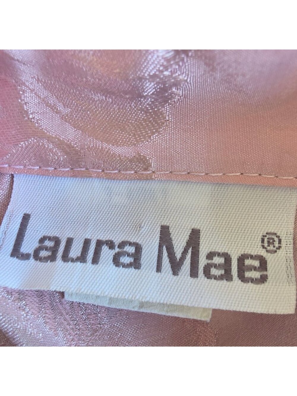 Vintage 70s Laura Mae Blush Pink Jacquard Coquette Secretary Blouse Sz 10 - Picture 6 of 8